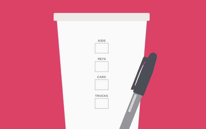 Selecting options on a coffee cup