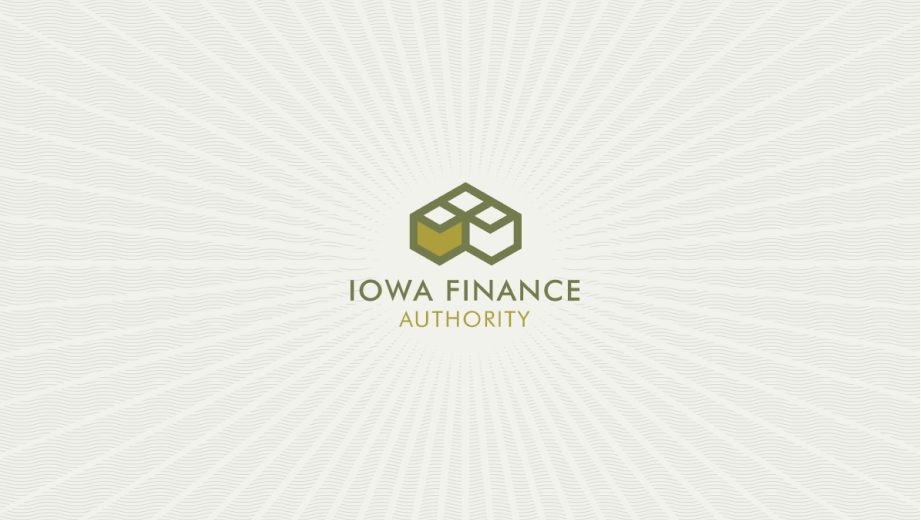 A graphic showing the Iowa Finance Authority logo on a cream background with radiating lines of white originating from the logo.