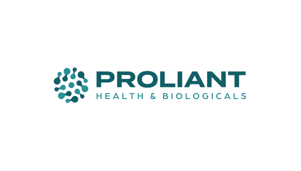 The new Proliant Health & Biological Logos has a mark composed of small molecule pairs in diffferent greens.